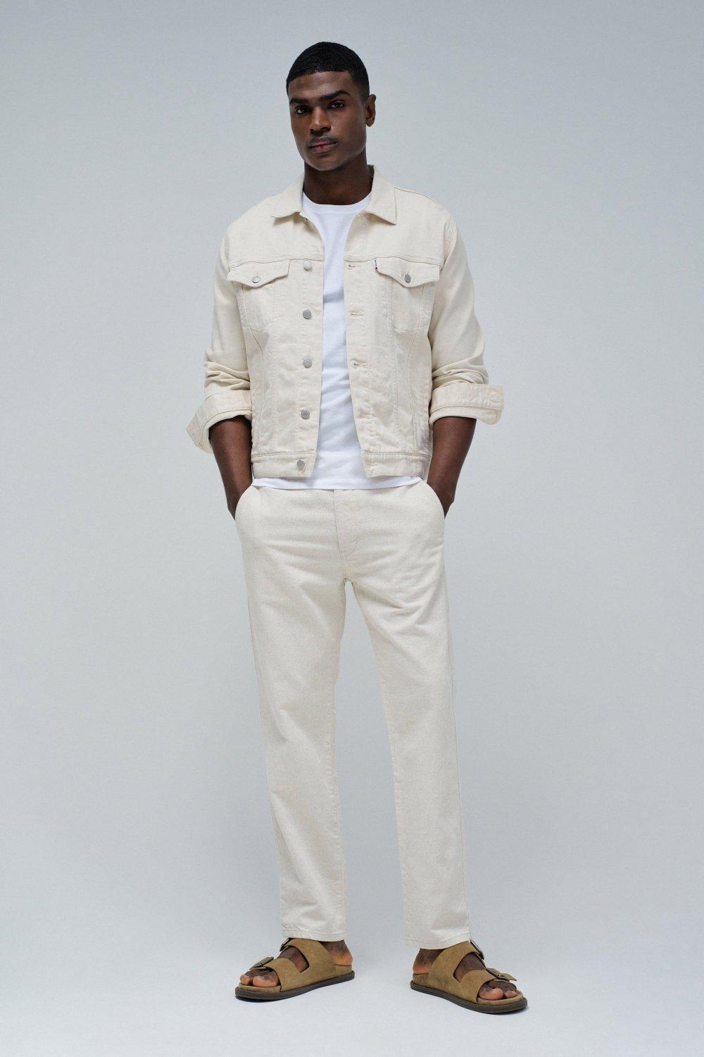 White Joggers Trousers With Linen, , large image number 1