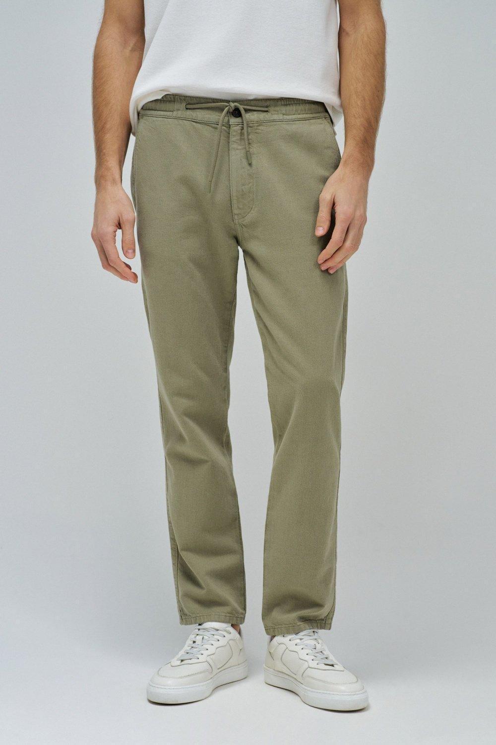 Joggers Trousers With Linen&nbsp;, Green, medium