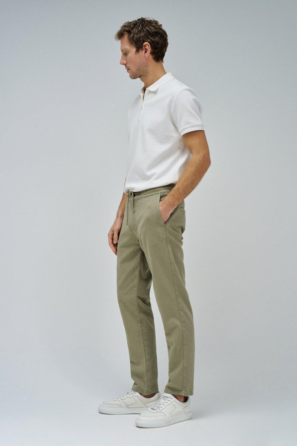 Joggers Trousers With Linen&nbsp;, Green, medium