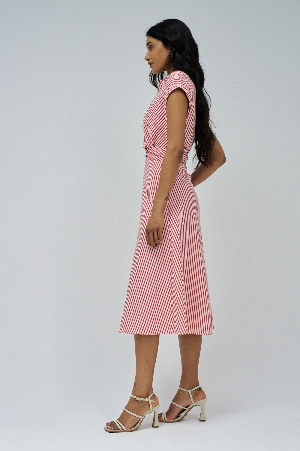 Striped Shirt Dress Midi, , large image number 2