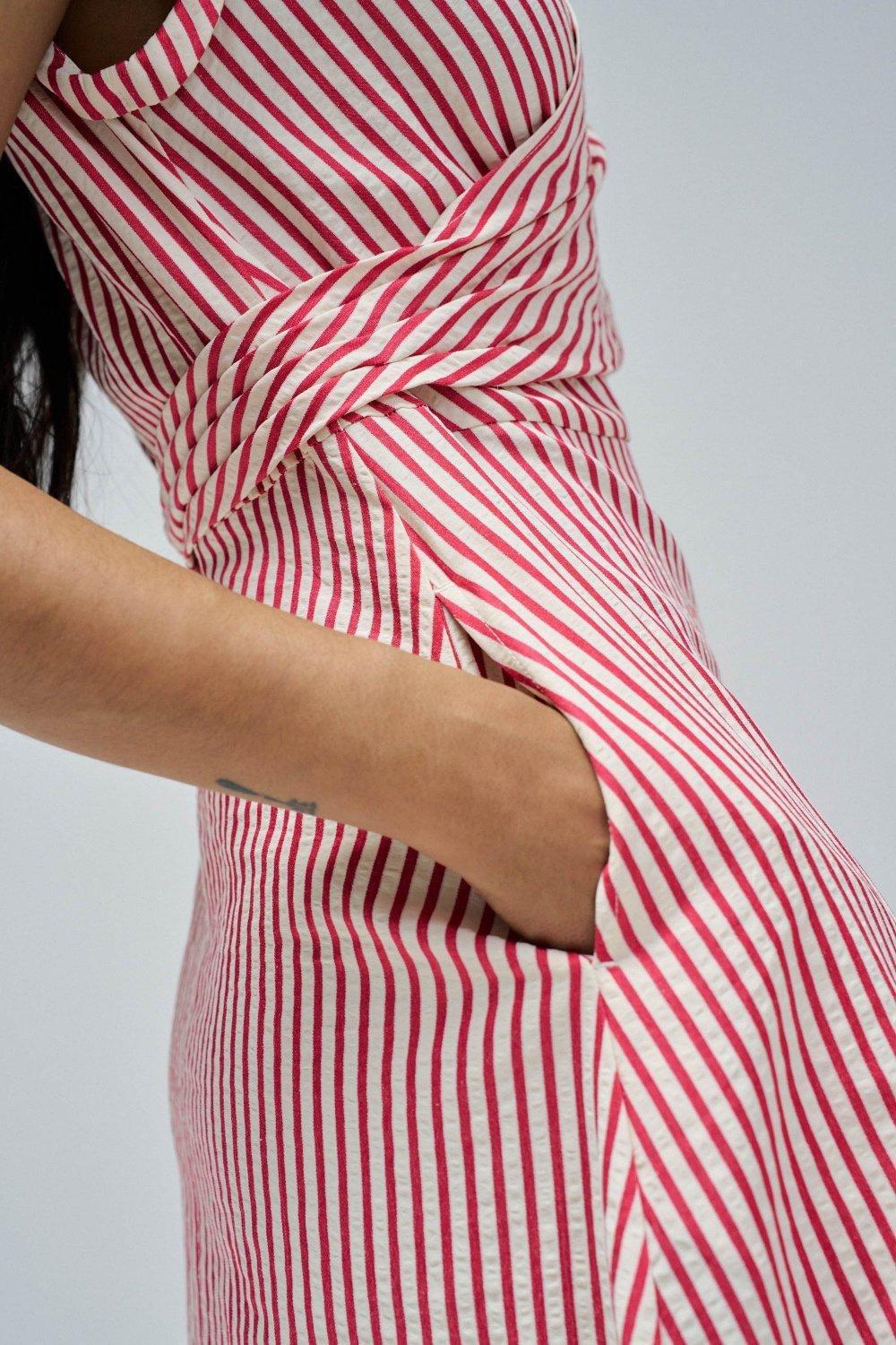 Striped Shirt Dress Midi, , large image number 4