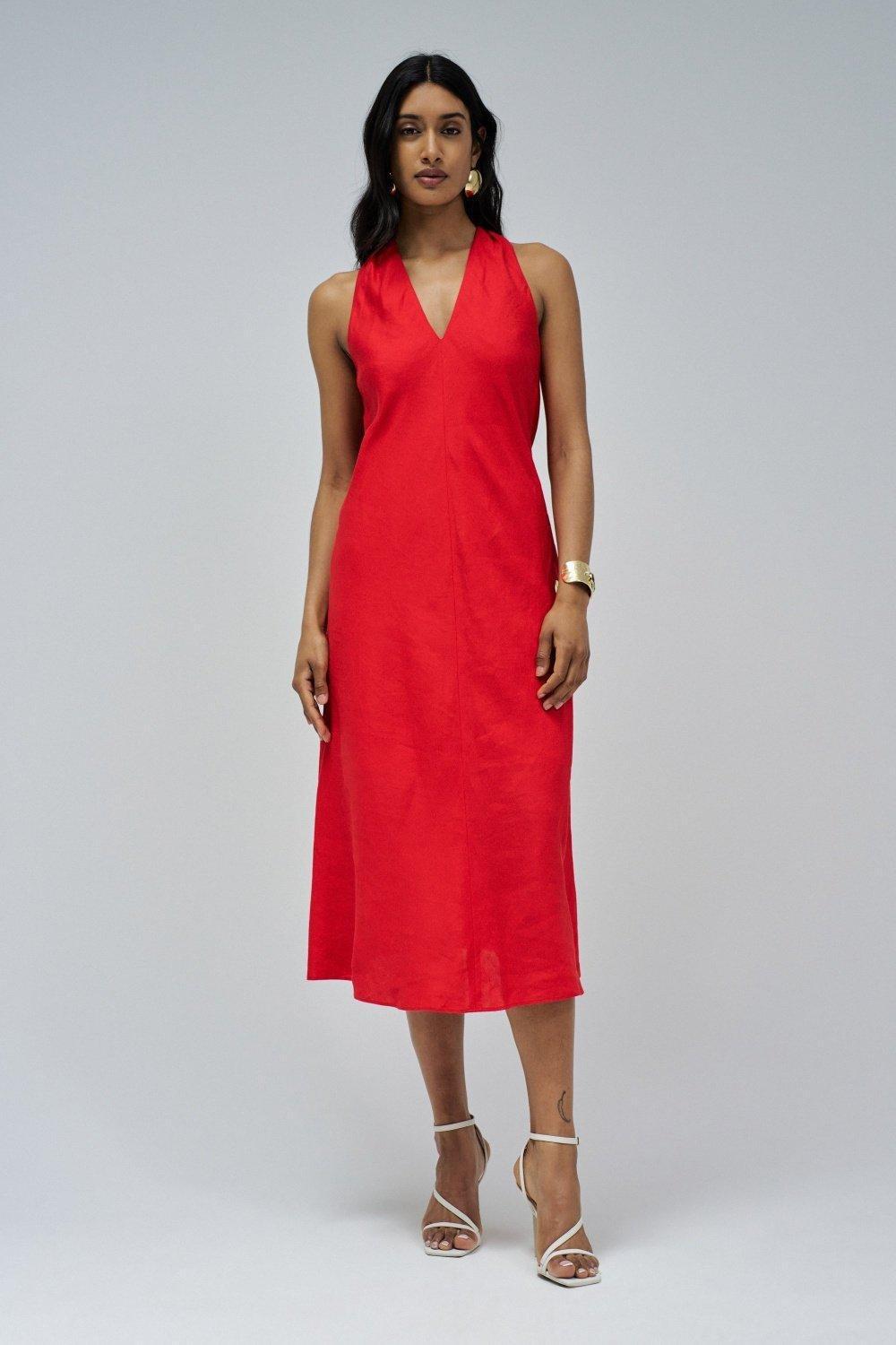 Red Dress With Back Twist, , large image number 0