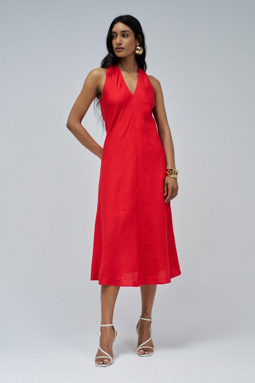 Red Dress With Back Twist, , large image number 1