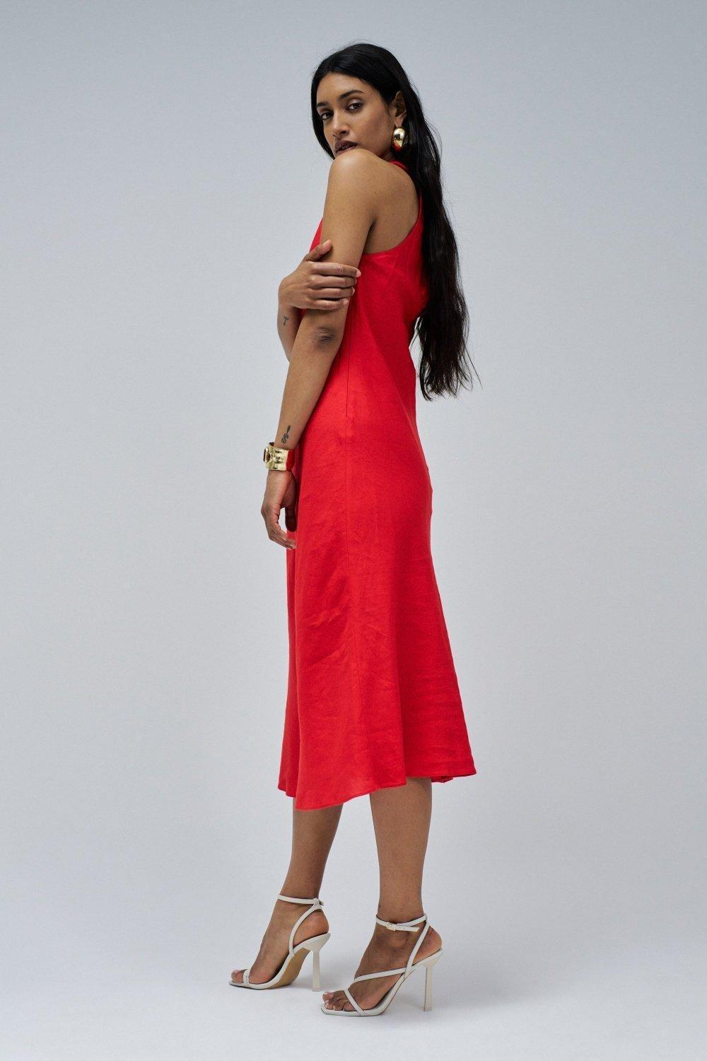 Red Dress With Back Twist, , large image number 2