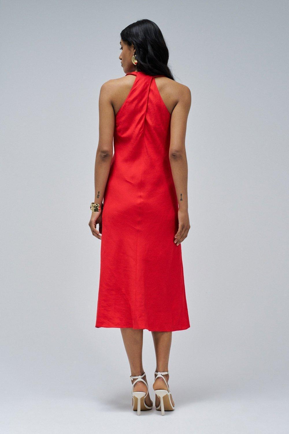 Red Dress With Back Twist, , large image number 3