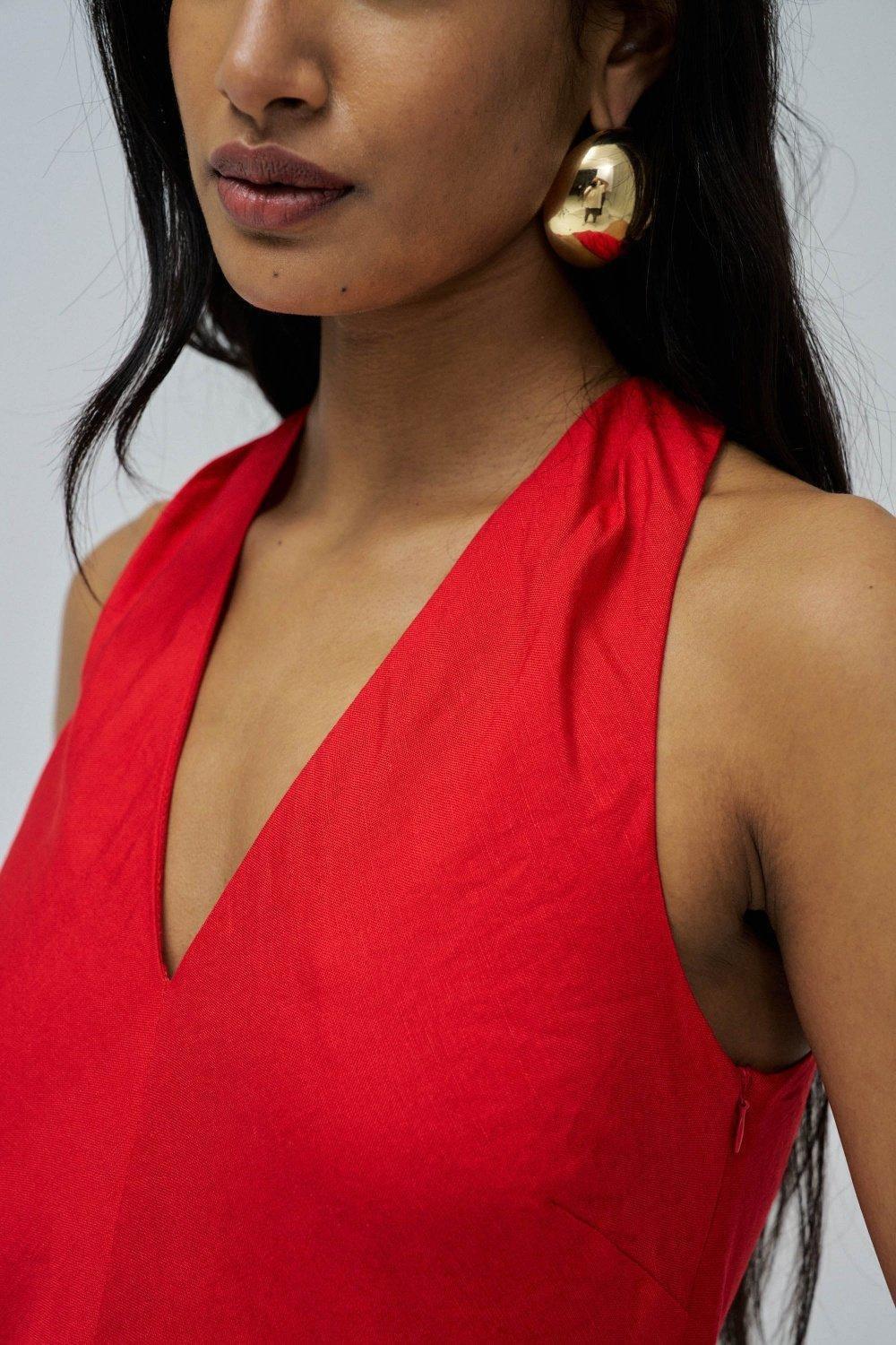 Red Dress With Back Twist, , large image number 4