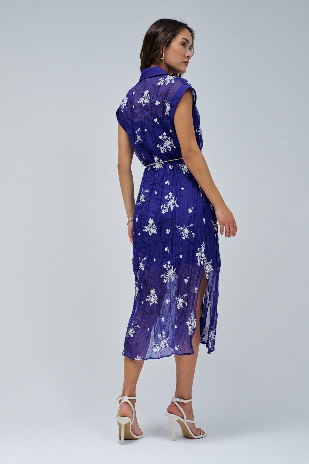 Shirt Dress With Embroidery&nbsp;, Blue, large image number 3