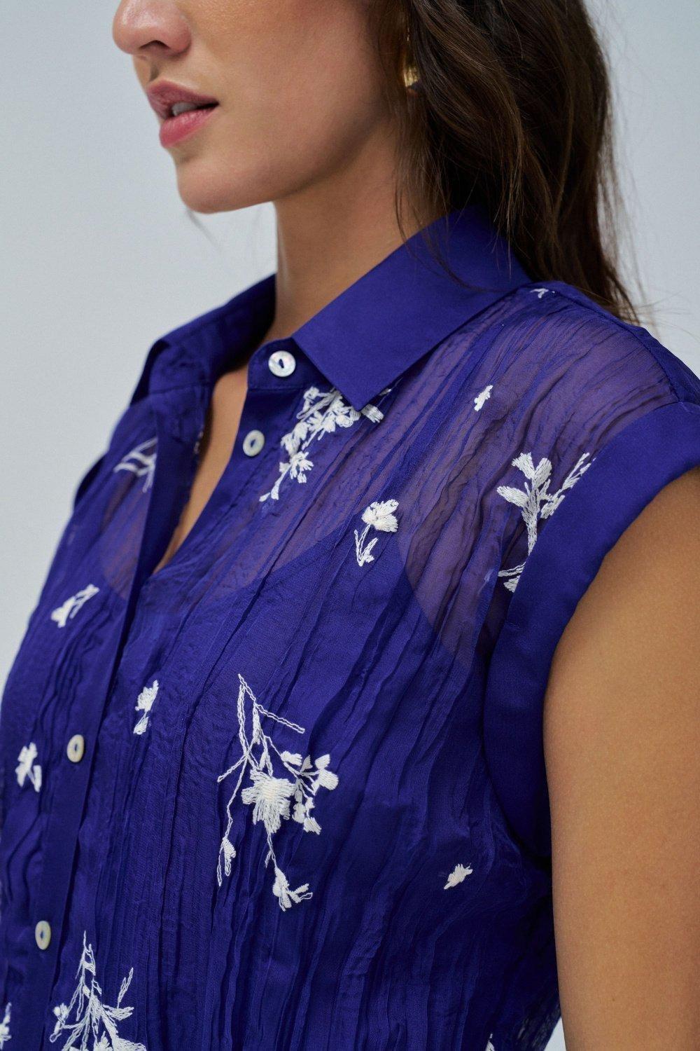 Shirt Dress With Embroidery&nbsp;, Blue, large image number 4