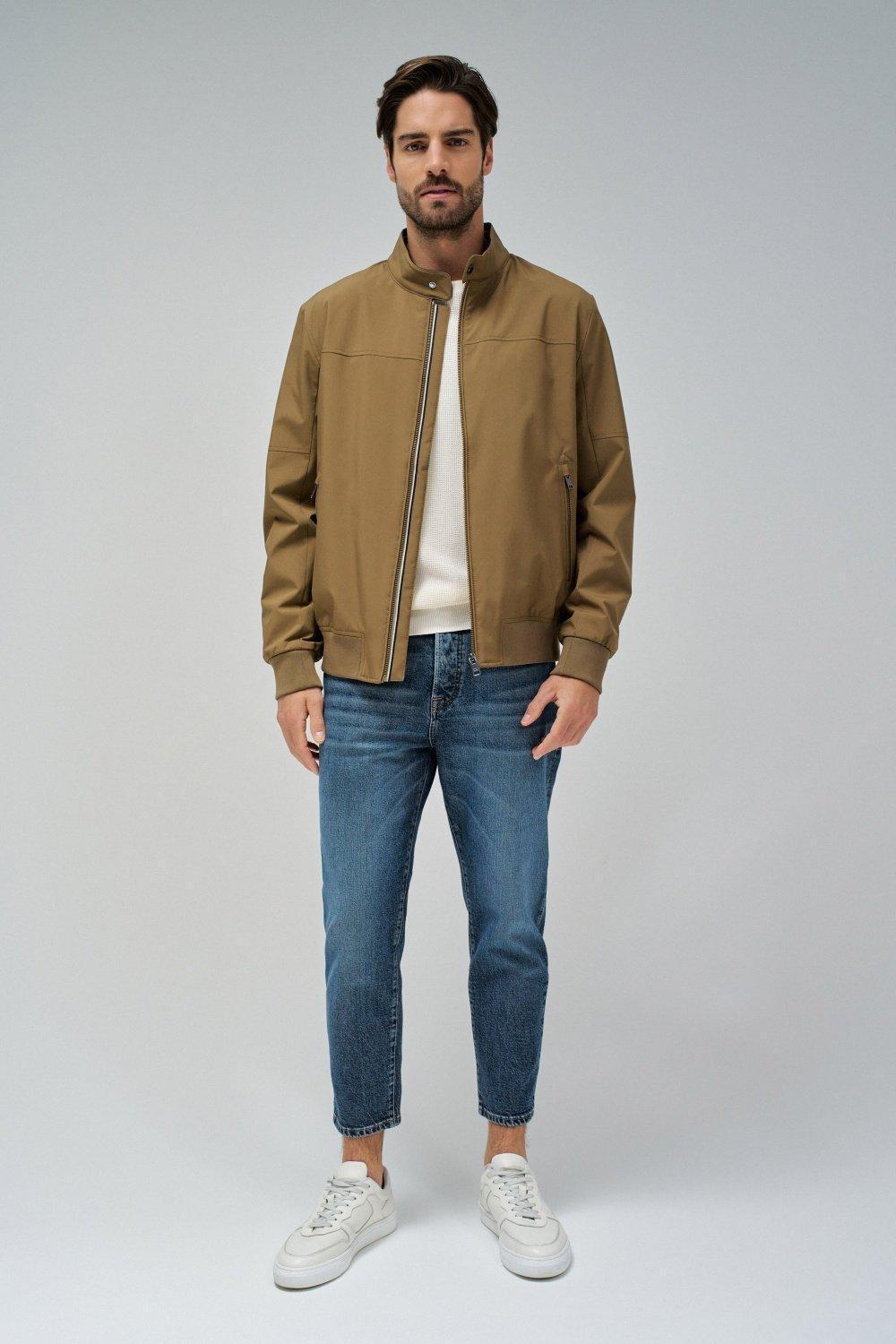 Beige Casual Bomber Jacket, , large image number 1