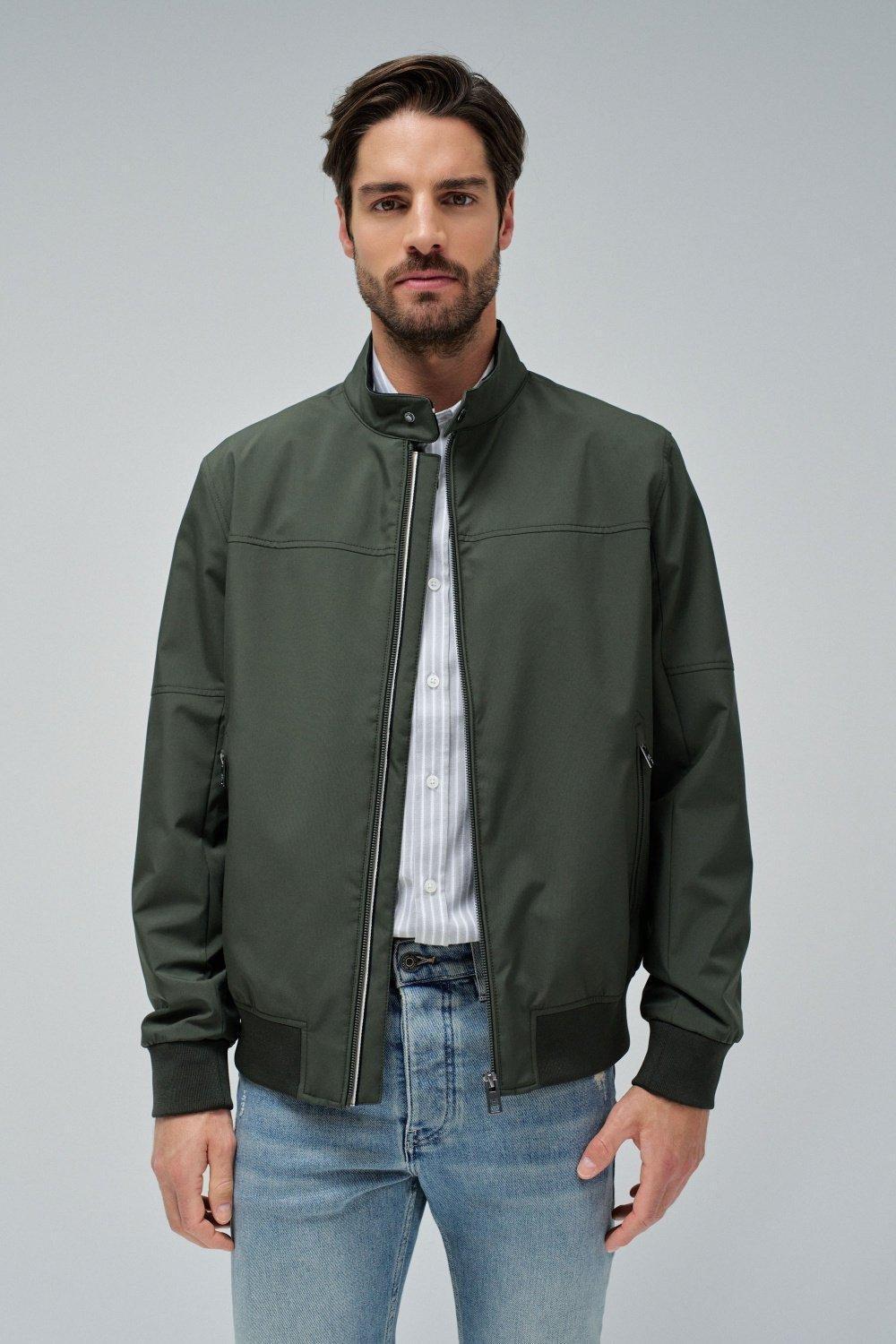 Green Solid Casual Bomber Jacket, , large image number 0