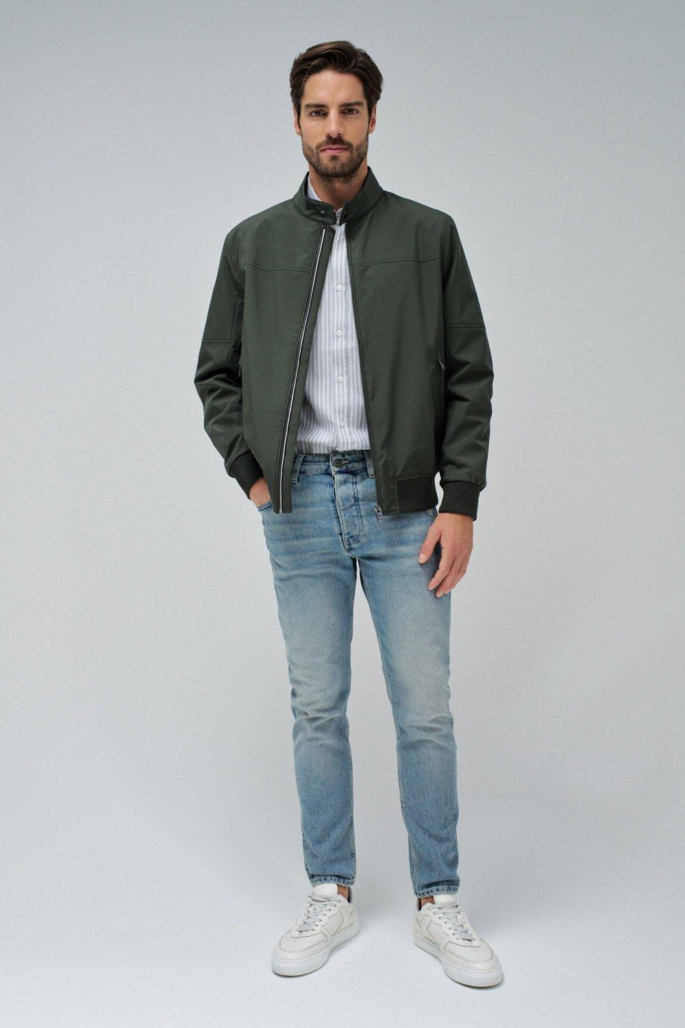 Green Solid Casual Bomber Jacket, , large image number 1