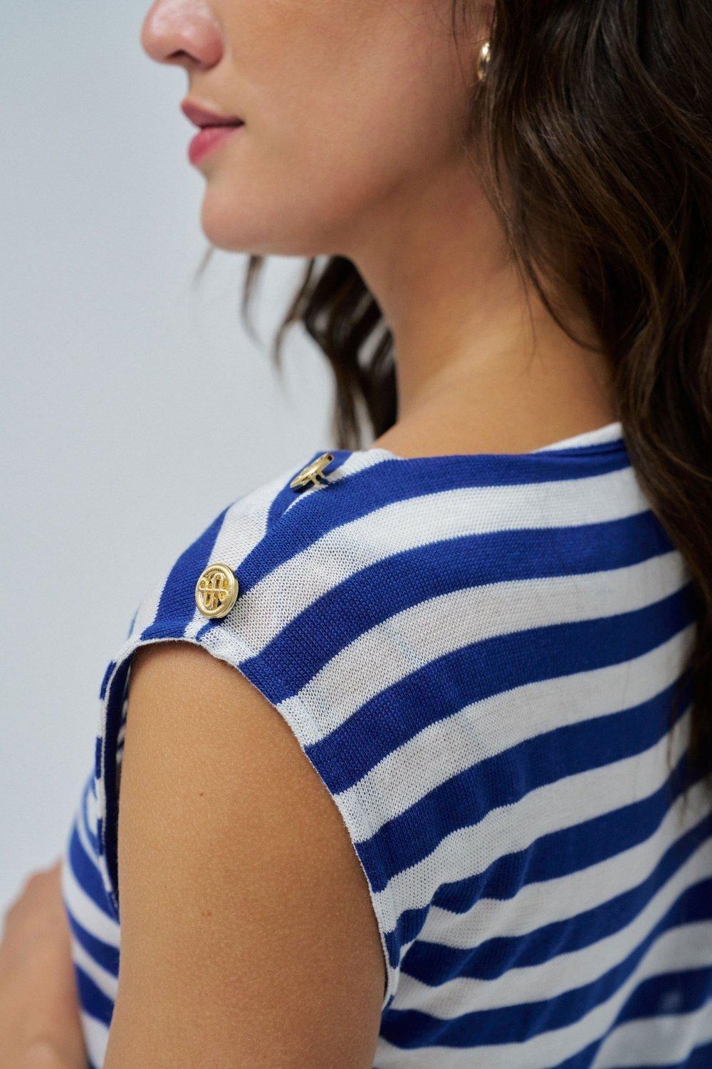 Asymmetric Striped Knit Casual Top, , large image number 4