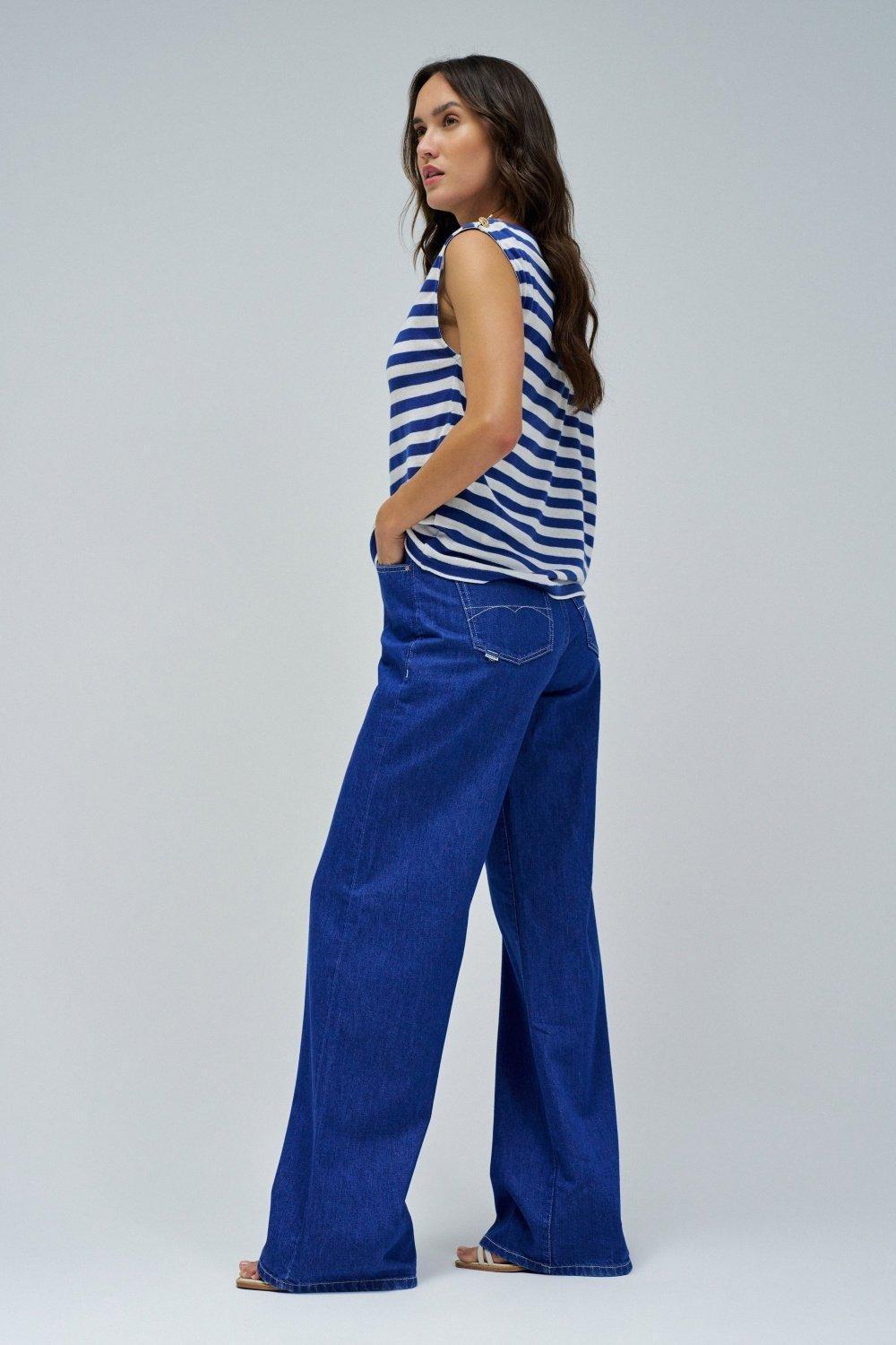 Asymmetric Top With Stripes&nbsp;, Blue, medium