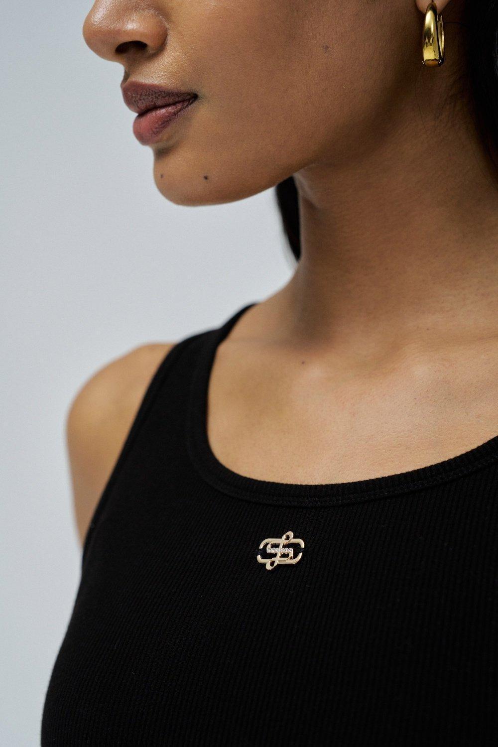 Top With Metallic Ap&nbsp;, Black, large image number 4