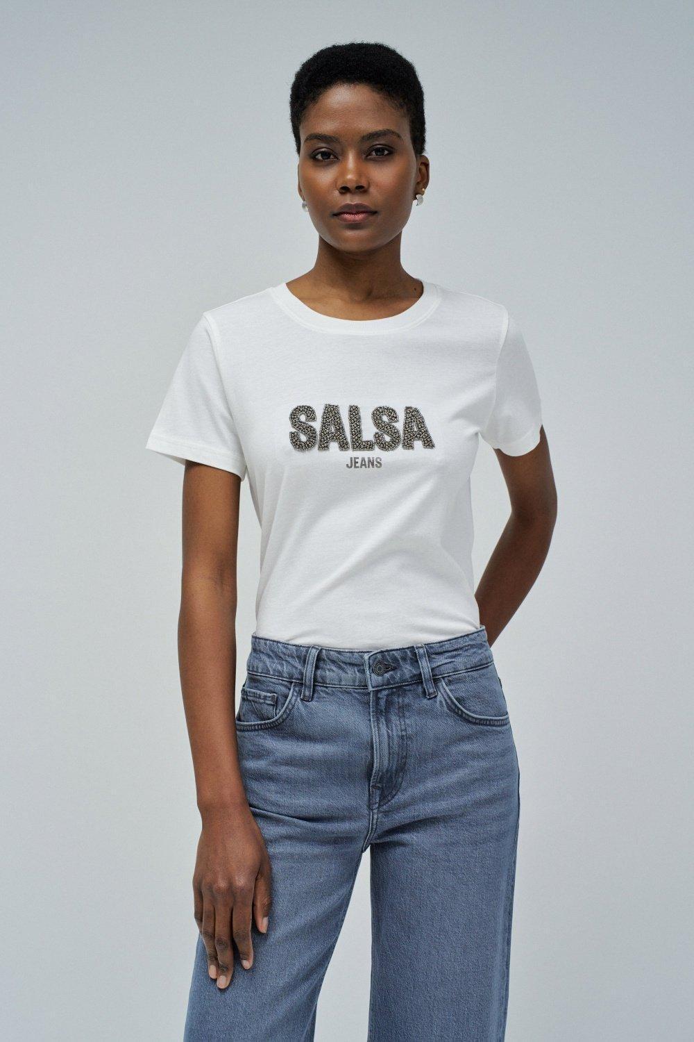 T-Shirt With Branding , White, large image number 0