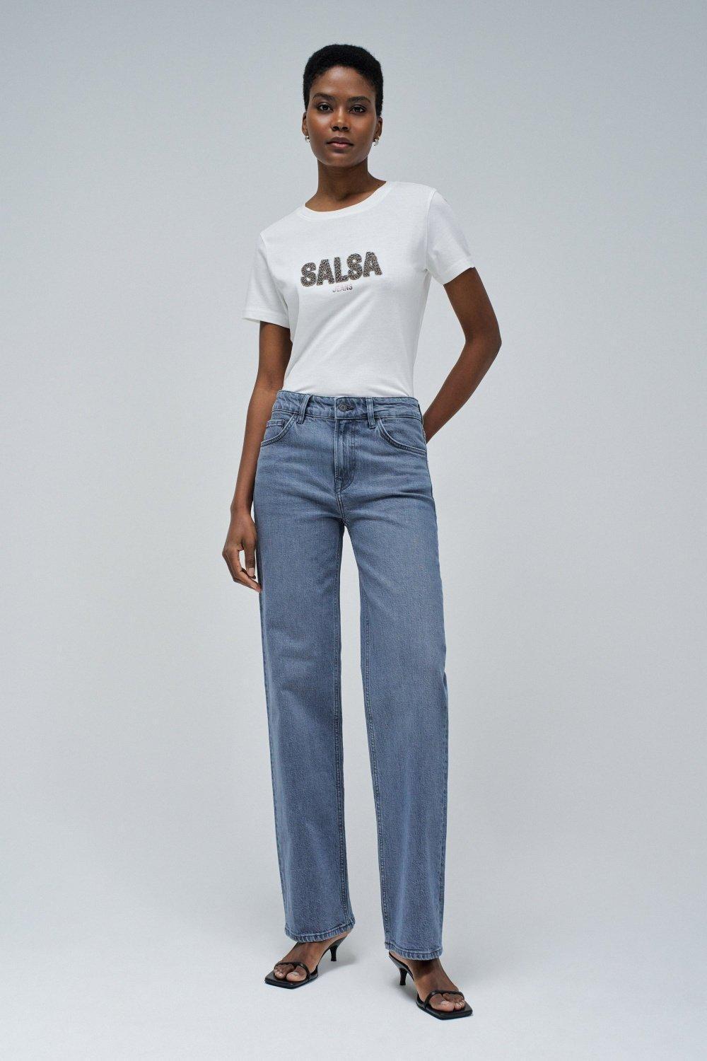 T-Shirt With Branding , White, medium