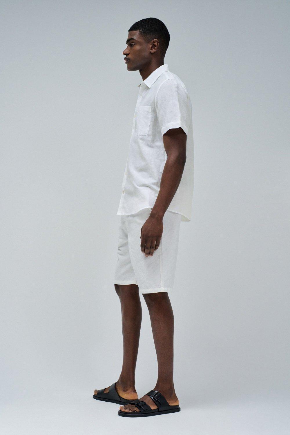 Linen Shirt , White, medium