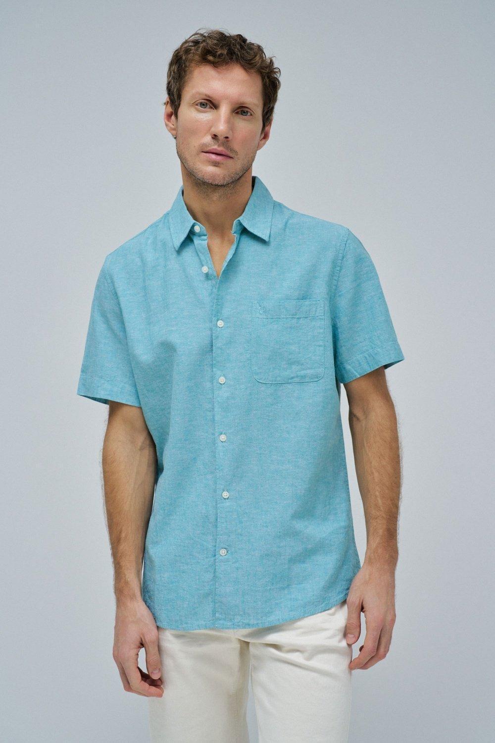 Linen Shirt , Green, medium