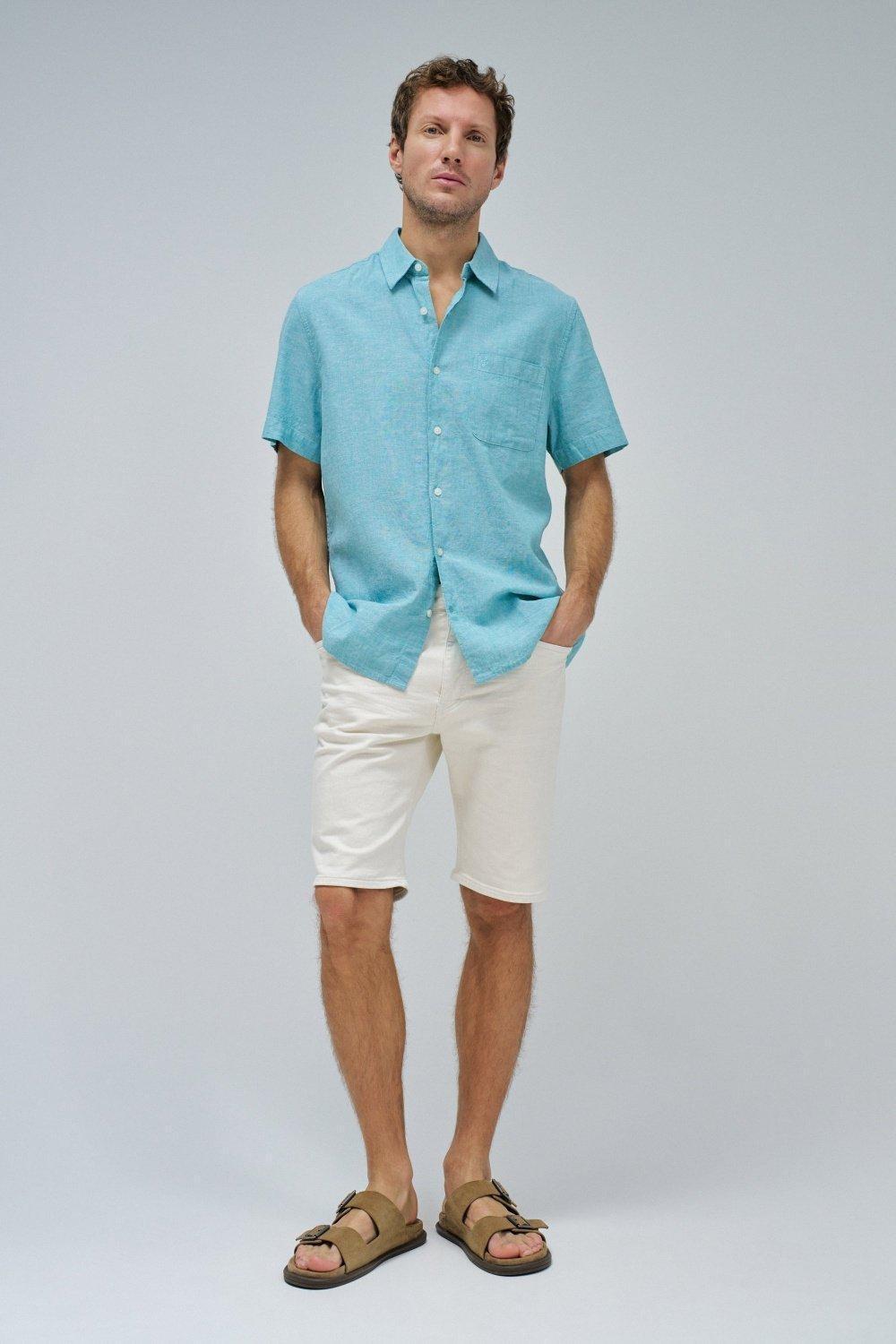 Linen Shirt , Green, medium