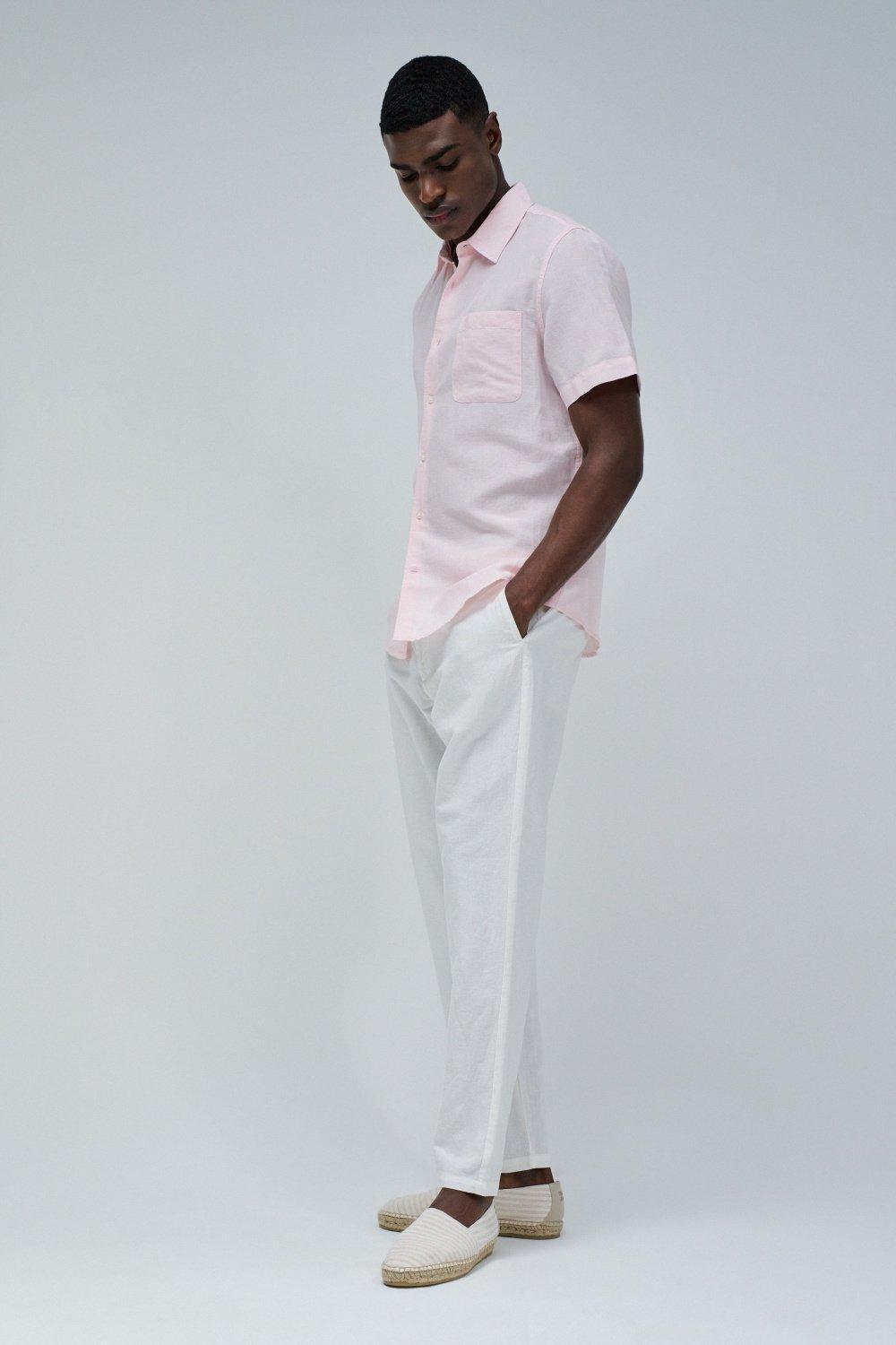 Linen Shirt , Pink, medium