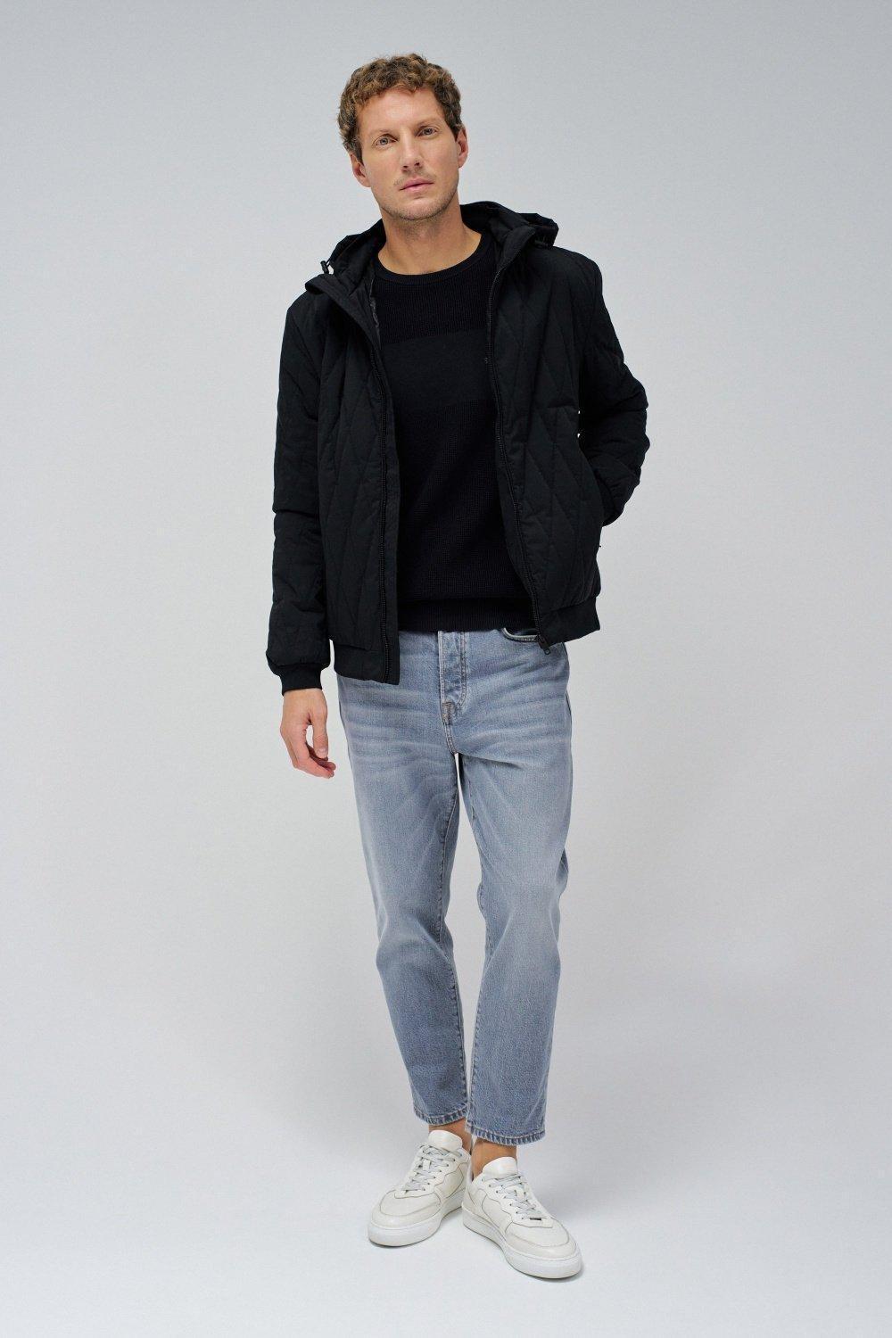 Black Textured Quilted Jacket, , large image number 1