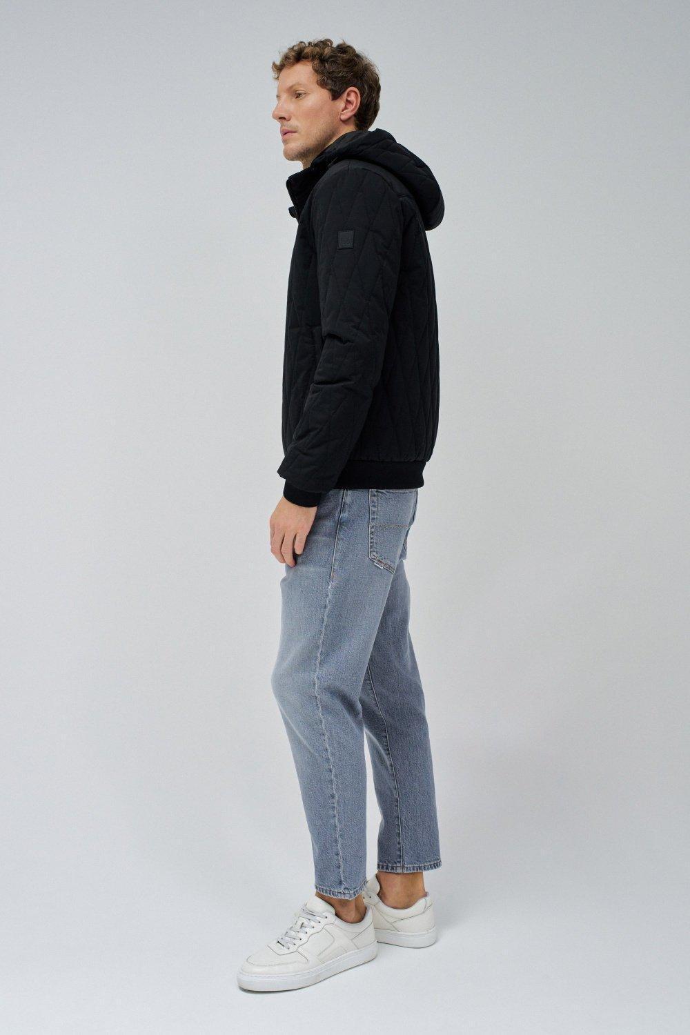 Black Textured Quilted Jacket, , large image number 2