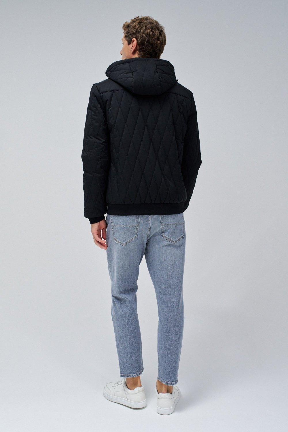Black Textured Quilted Jacket, , large image number 3