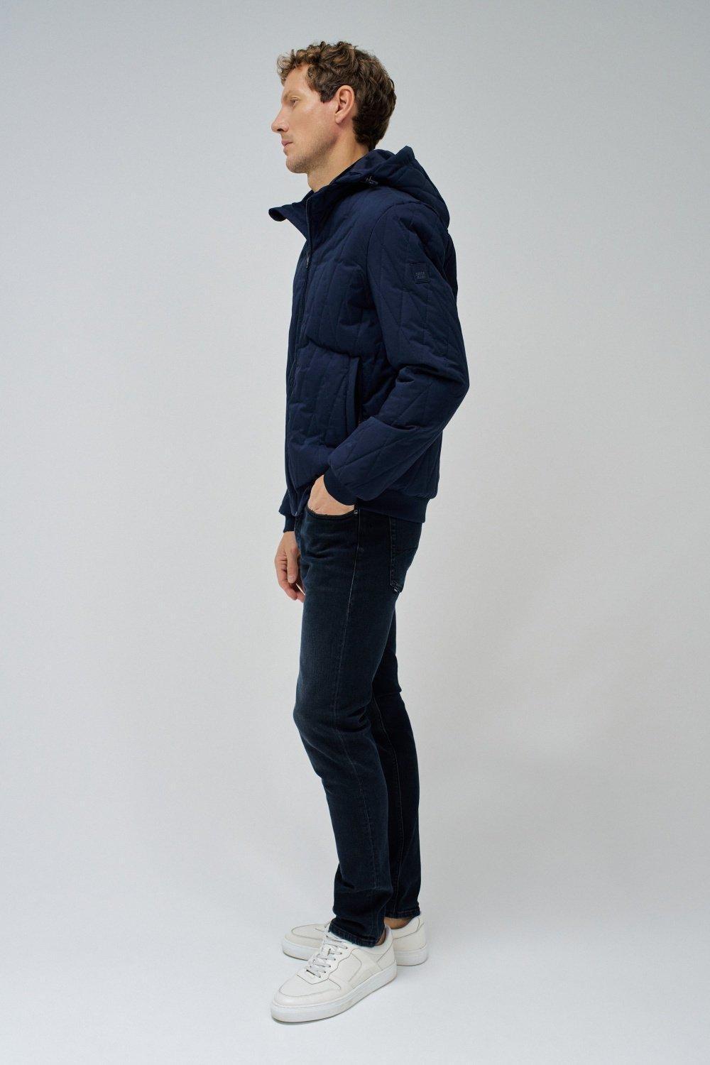 Blue Solid Puffer Jacket, , large image number 2