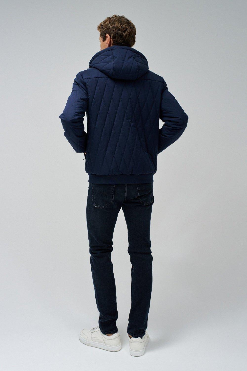 Blue Solid Puffer Jacket, , large image number 3