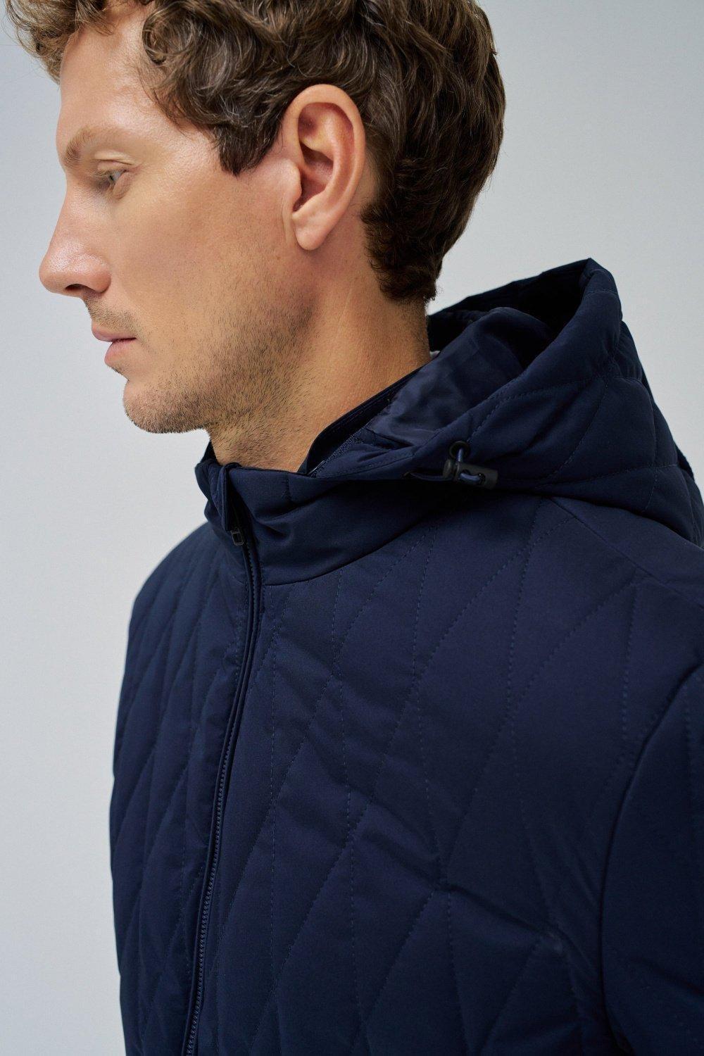 Blue Solid Puffer Jacket, , large image number 4