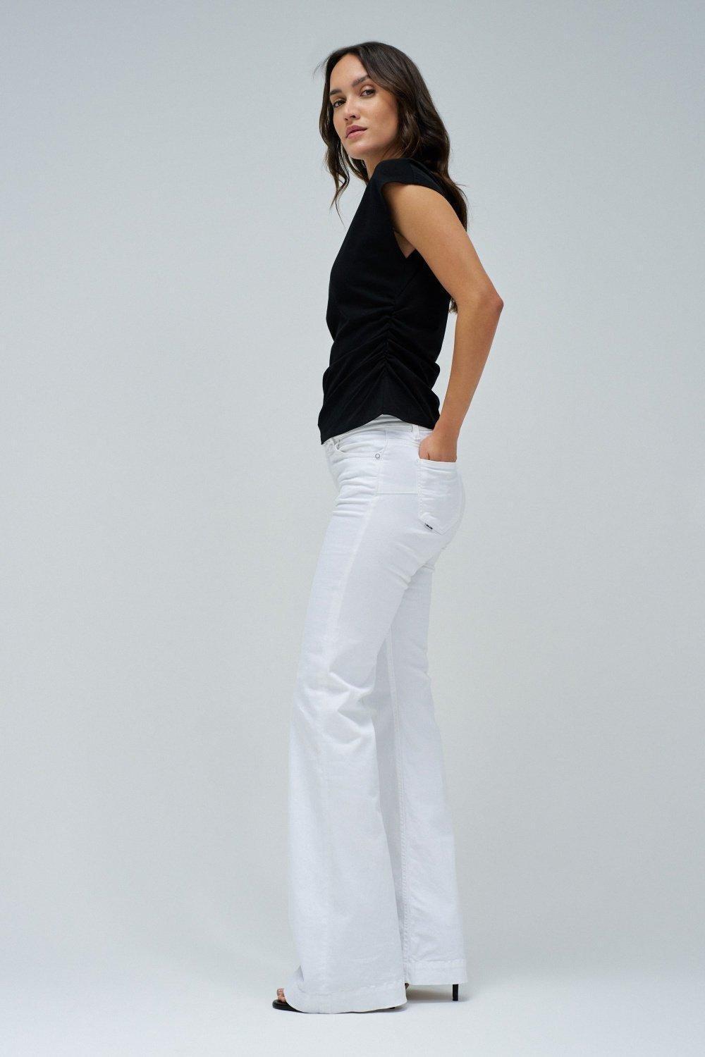 T-Shirt With Gathering , Black, large image number 2