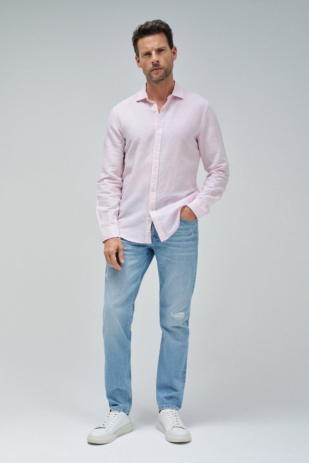 Linen Shirt, Pink, large image number 1