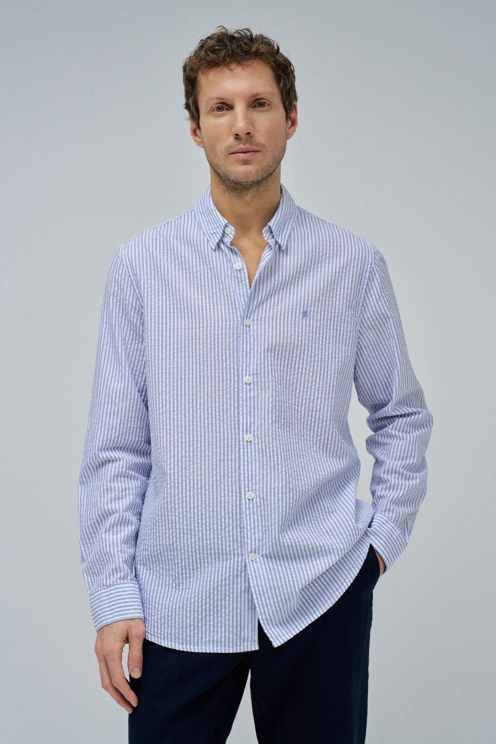 Blue Striped Oxford Shirt, , large image number 0