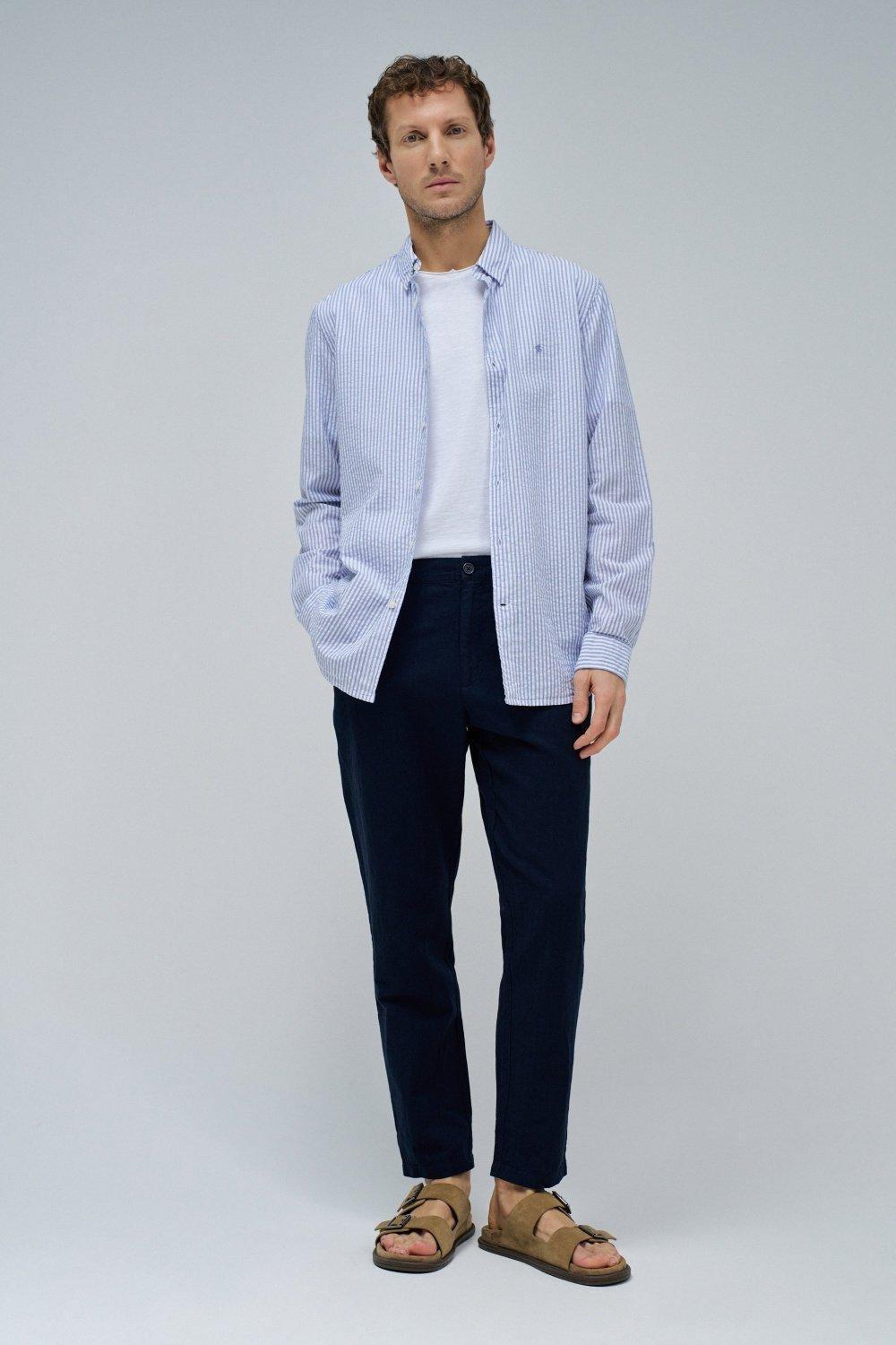 Blue Striped Oxford Shirt, , large image number 1