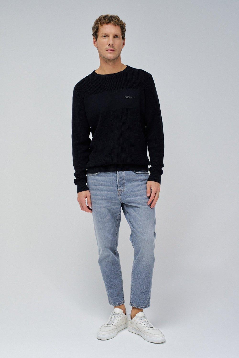 Black Solid Casual Sweater, , large image number 1