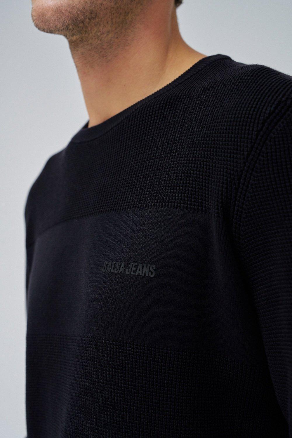 Black Solid Casual Sweater, , large image number 4