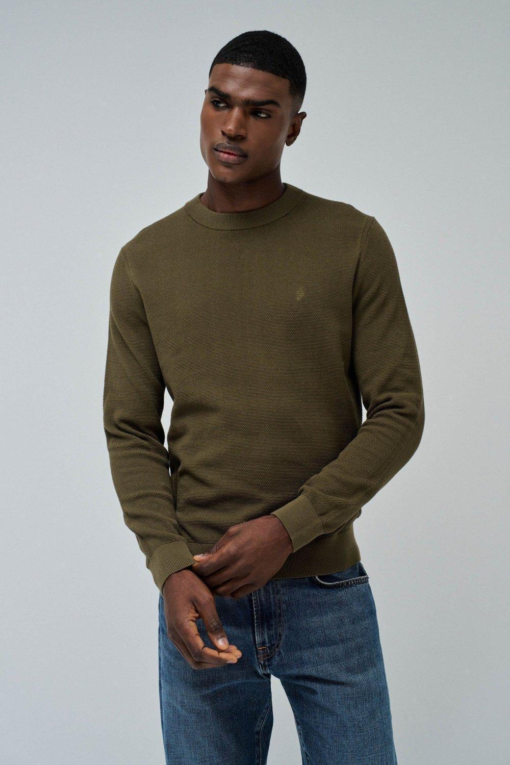 Textured Knit Sweater, Green, medium