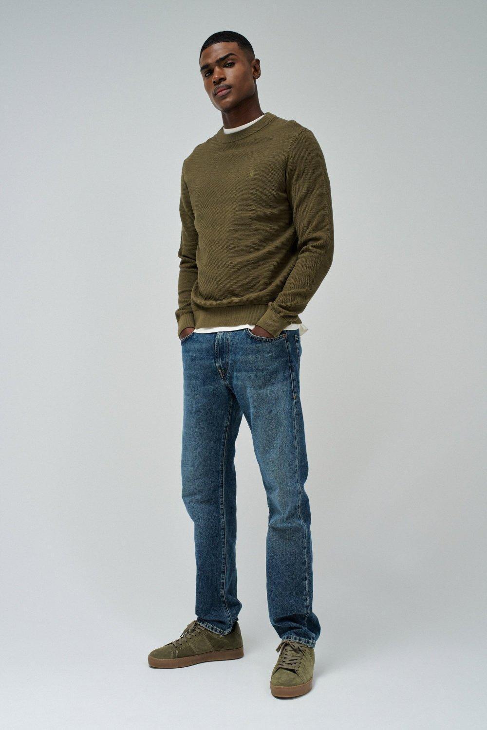 Textured Knit Sweater, Green, medium