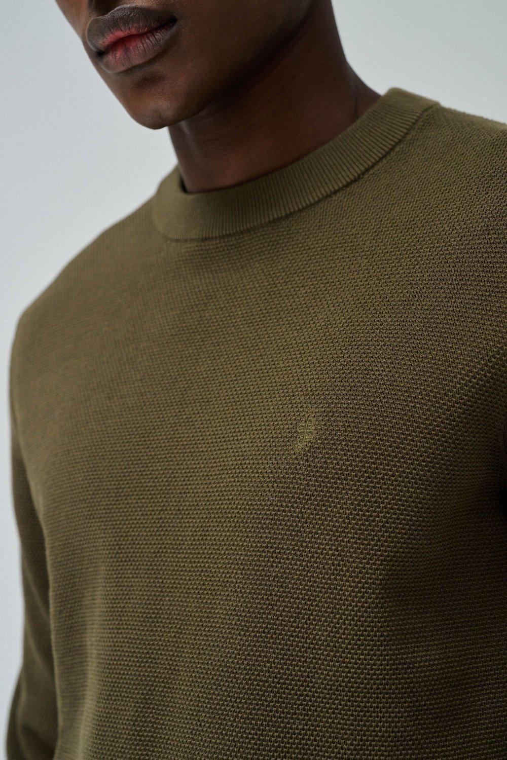 Textured Knit Sweater, Green, large image number 4