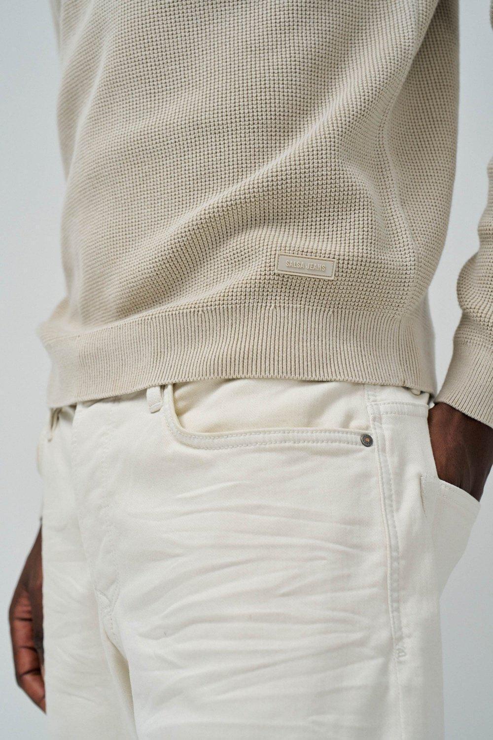 Beige Solid Casual Sweater, , large image number 4