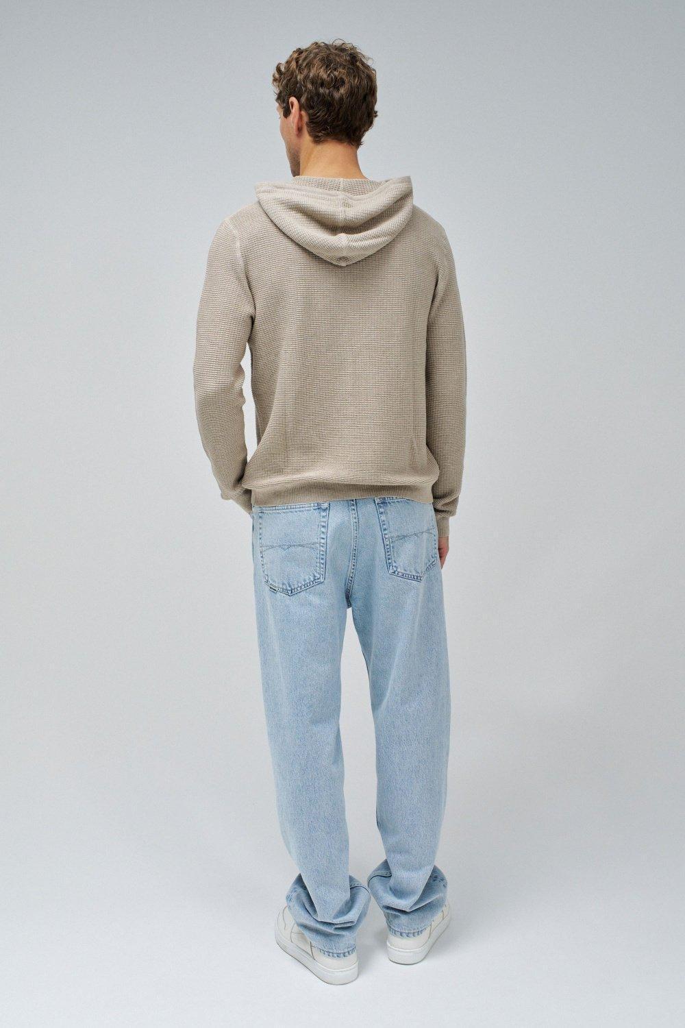 Beige Textured Casual Hoodie, , large image number 3