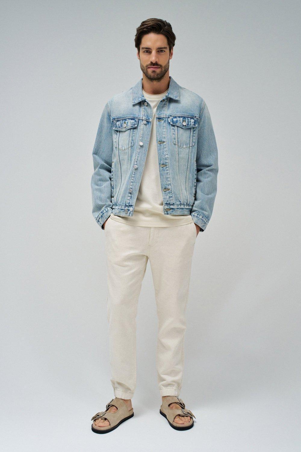 Denim Solid Casual Jacket, , large image number 1