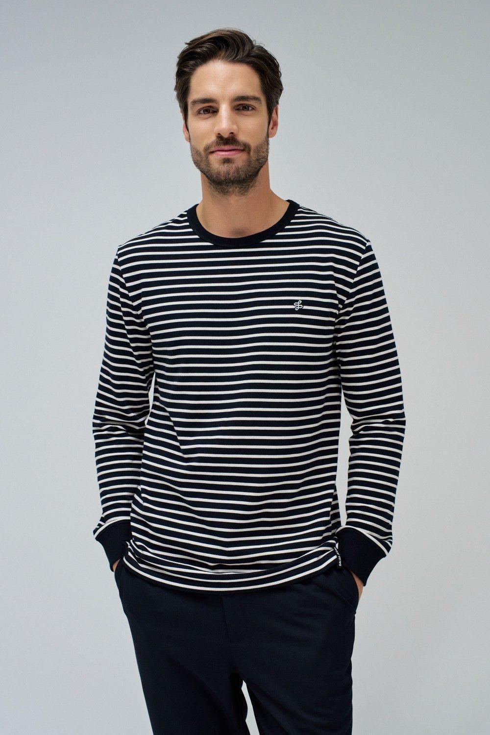 Black Striped Casual Sweatshirt, , medium