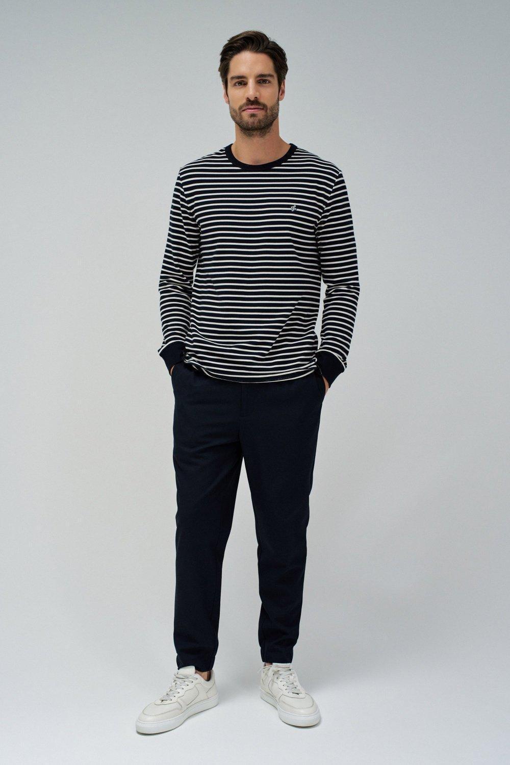 Black Striped Casual Sweatshirt, , large image number 1