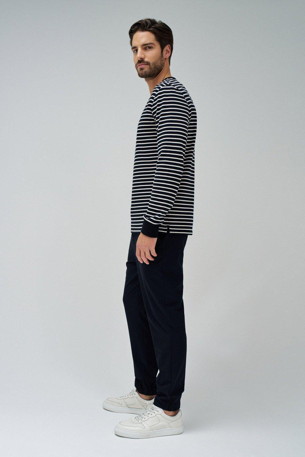 Black Striped Casual Sweatshirt, , large image number 2