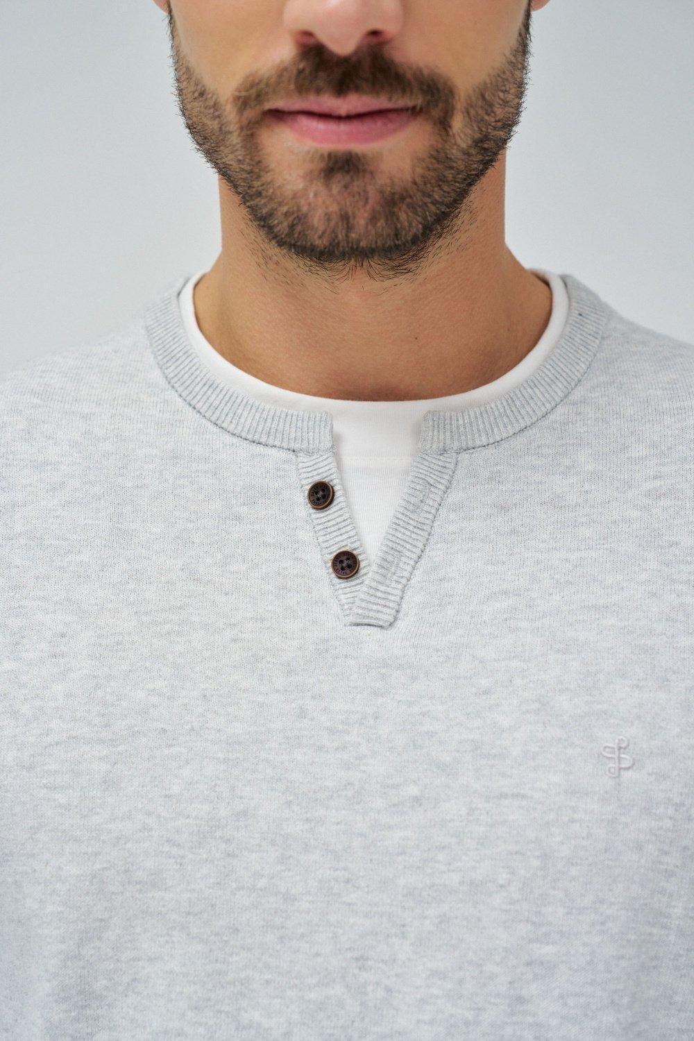 Gray Solid Casual Sweater, , large image number 4
