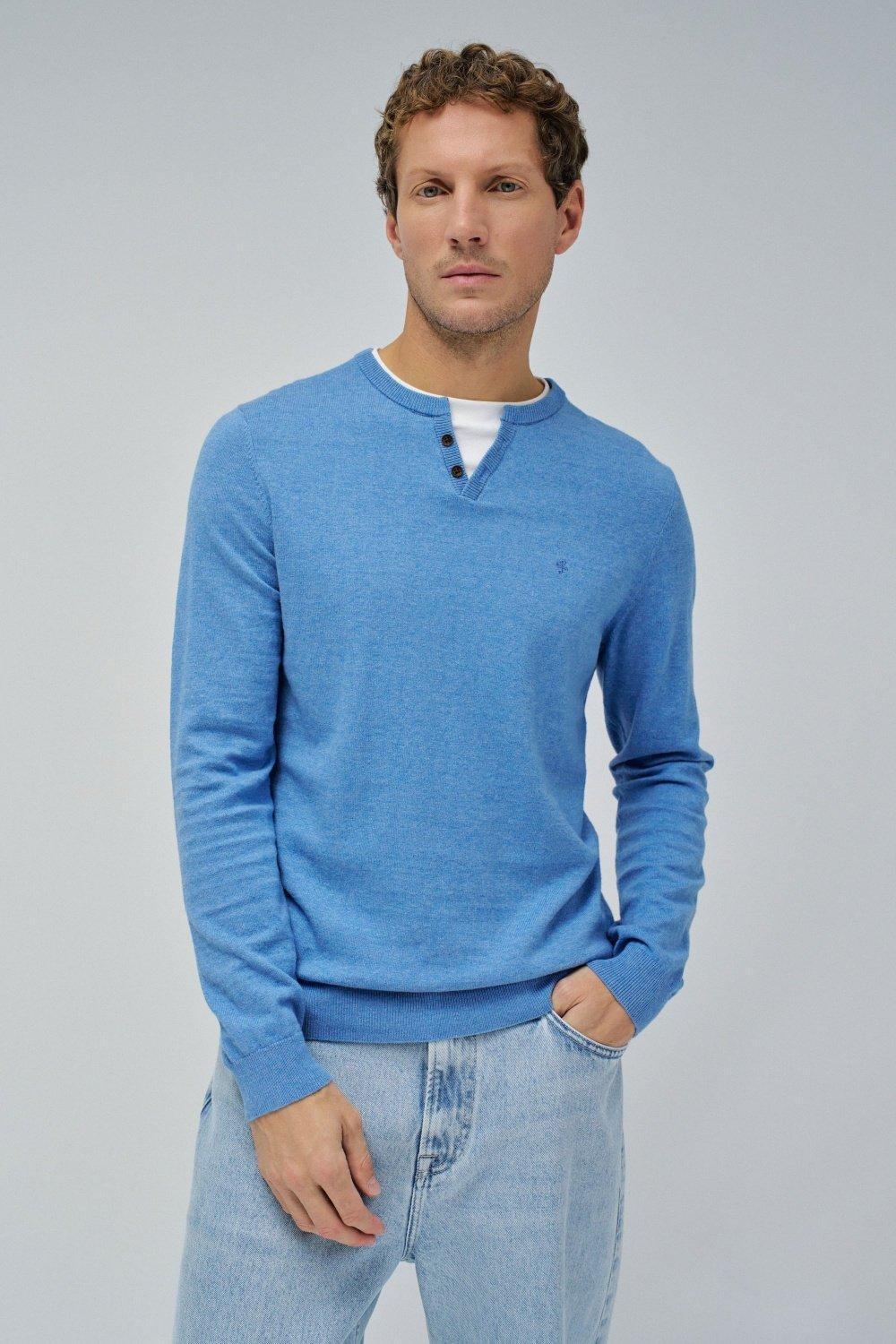 Blue Solid Casual Sweater, , large image number 0