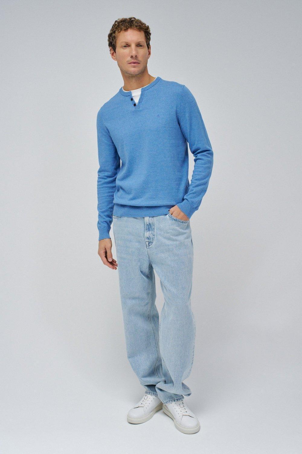 Blue Solid Casual Sweater, , large image number 1