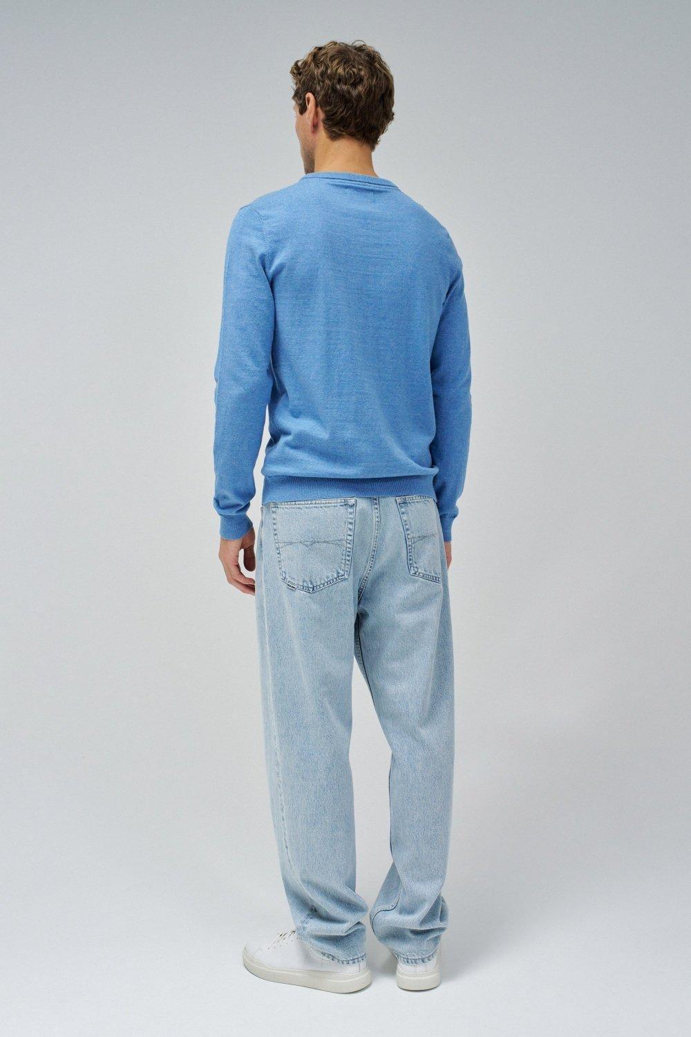 Blue Solid Casual Sweater, , large image number 3