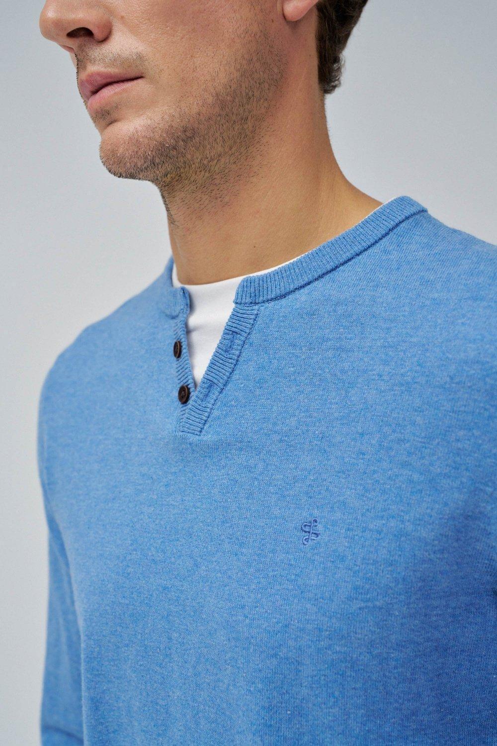 Blue Solid Casual Sweater, , large image number 4